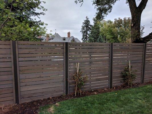 Custom Cedar Fencing, Horizontal Wood on Steel.