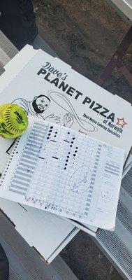 Pizza and softball