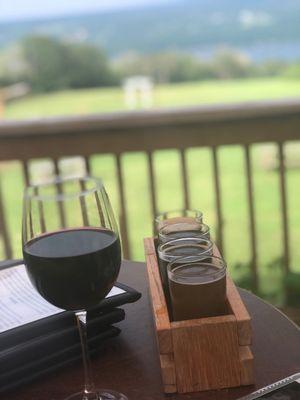 Jenny Red from Barnstormer winery and a beer flight