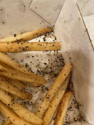 French fries - way too much seasoning, super salty