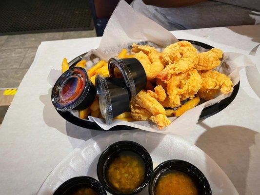 Fried shrimp and fries