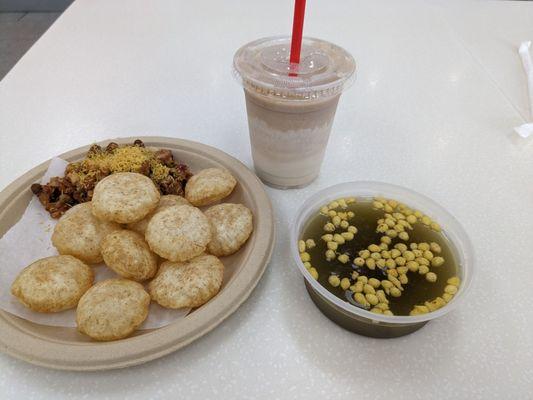 Pani puri and chikoo shake