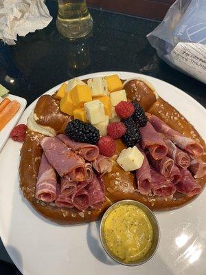 Pretzel with meat and cheese