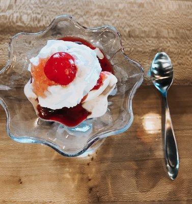 Friends, photos, and sweet treats. Ice cream Sundae.