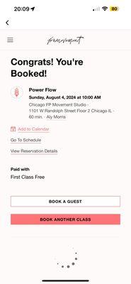 First class free at free people movement studio. Excellent class with Aly!