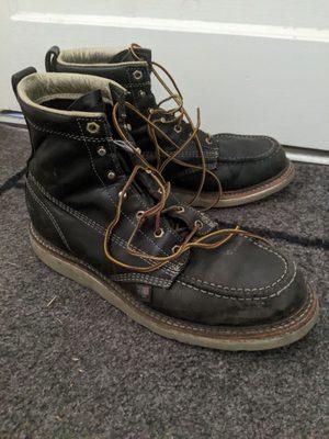 This is a well-worn pair of Thorogoods. This is what 2.5 years get you with a lot of walking. Still looks good well worth the money!