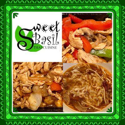 Montage of images from Sweet Basil Thai Cuisine