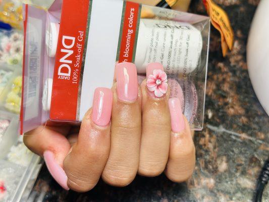 Full set sheer color with 3d flowers