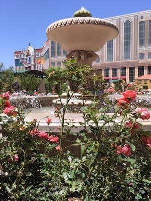 Dining next to fountain