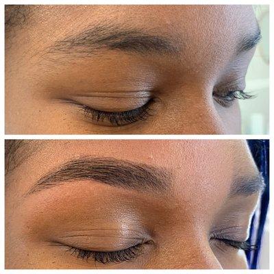 Brows shaping. Waxing technique to give your natural brows a define shape and fullness.