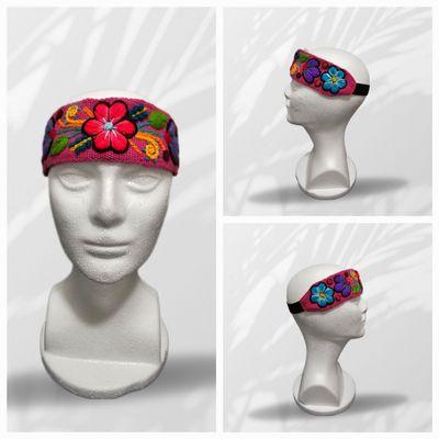 It's a headband it's 100% embroidered handmade also it fits most head size