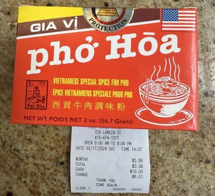 $3.99 Phö Hōa {2/17/2024}