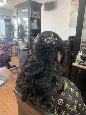 Half updo in OC,CA  by Marjan. By appointment only.