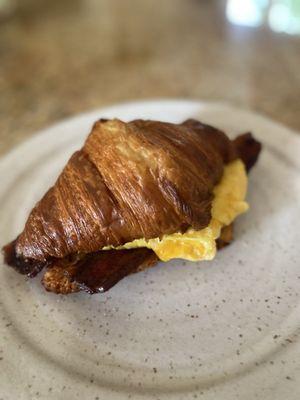 Bacon egg and cheese on a croissant