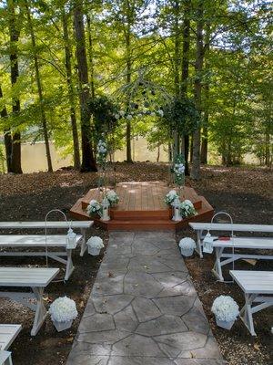 Our gazebo by the lake for outside ceremonies