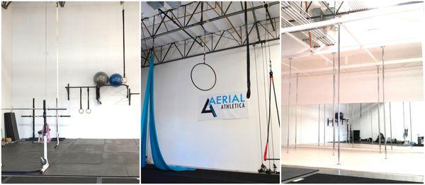 Aerial Fitness, Pole Fitness, and Strength Training.