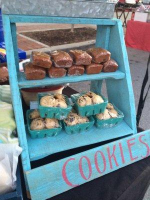 Chocolate chip cookies every Saturday at the market or by order. A different specialty cookie each week.