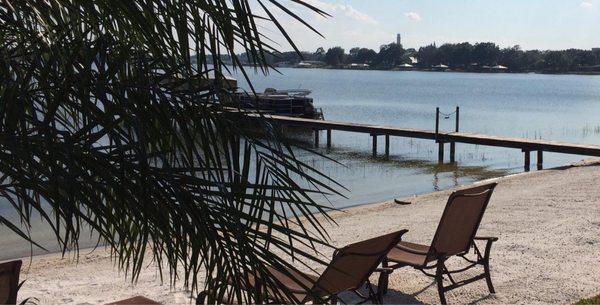 Beach area in Tropical Harbor on the shores of Lake Clay.