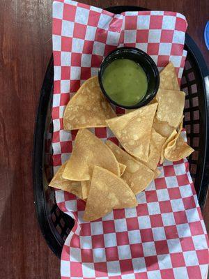 This is complimentary chips and salsa. Hardly anything