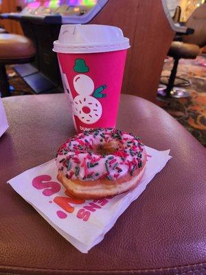 medium cappuccino $6.19 strawberry donut $2.49