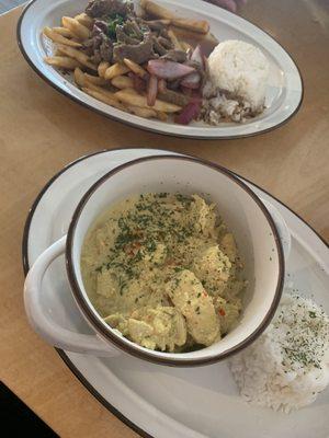 Curry chicken and Lomo Saltado