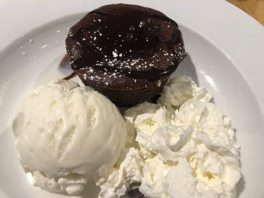 Chocolate Lava Cake with Vanilla ice cream and whipped cream