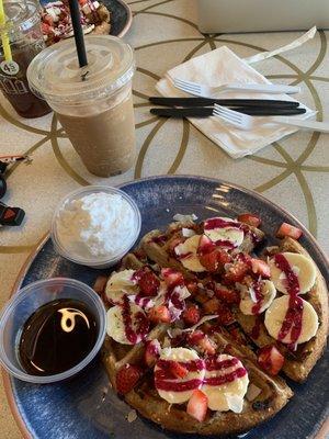 GF waffles and iced protein coffee