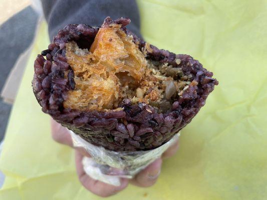 Crunchy, spicy purple rice burrito