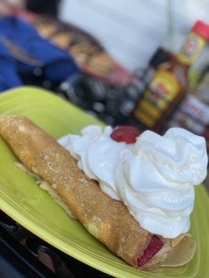 2 Crepes with fresh strawberries and cream cheese with whipped cream