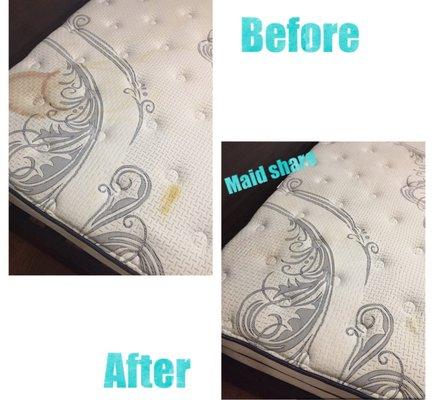 Before and after Maid Share Mattress cleaning