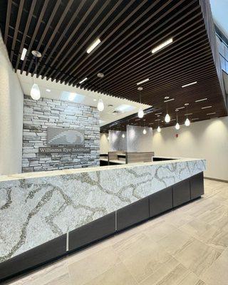 Commerical reception desk using Cambria quartz.