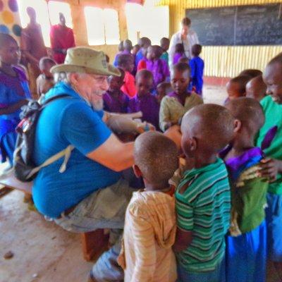 With students in a schoolhouse in Kenya