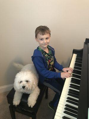 One of my beginner piano students!