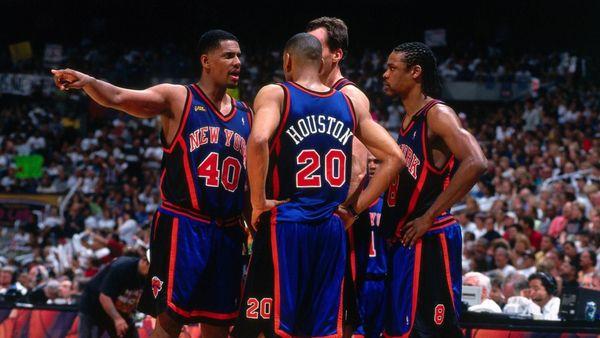 Kurt Thomas, Allan Houston, Chris Dudley, and Latrell Sprewell. 1999 NBA Finals.