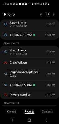 Another call log screenshot. No call from this clinic like they claimed.