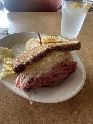 Reuben sandwich piled full of deliciousness!