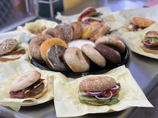 Bagel platters and bagel sandwiches. All boiled and baked fresh daily.