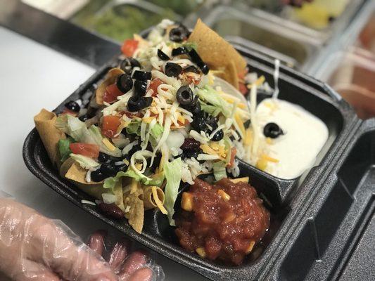 Loaded Nachos with Queso, and Mango Salsa!