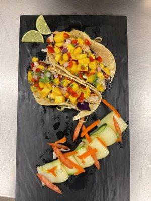 Blackened Mahi Mahi Tacos with Fresh Mango Salsa