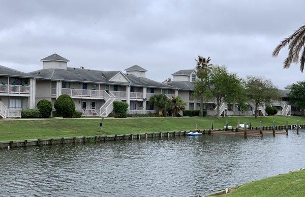 The view of our apartment from the other side of the canal.