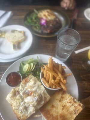 Crab sandwich and steak