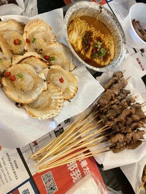 Scallops, enoki, beef