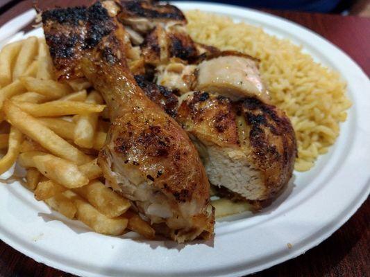 Half chicken menu. Grilled to perfection!