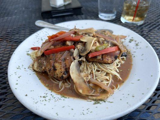 Special of the night.  Chicken Stephen over angel hair pasta.  Delicious!