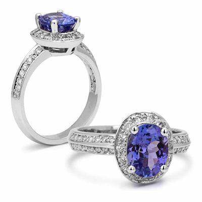 Tanzanite ring with beautiful diamond accents.