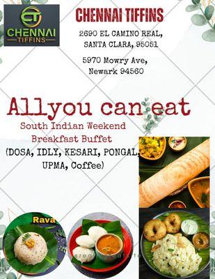 All You Can Eat, Weekend Breakfast South Indian Buffet Including Unlimited Dosa