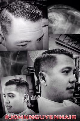 Men's faded scissor over comb natural side part comb over. @johnnybhaircare #go. #johnnguyenhair #wahl