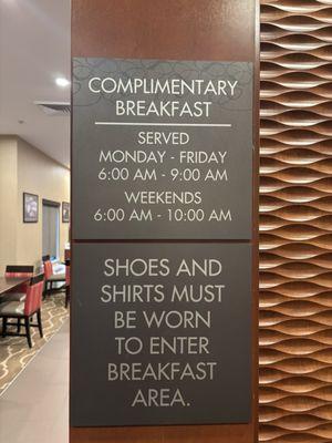 Breakfast hours