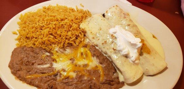 #9: burrito, enchilada, rice, beans. No burrito though, got 2 enchiladas (meat only inside them)