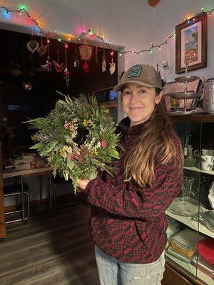 Our other ace weekday worker, our sweet daughter, Megan.  She also a wreath class teacher!  So lucky to have her help this 2021 Christmas se